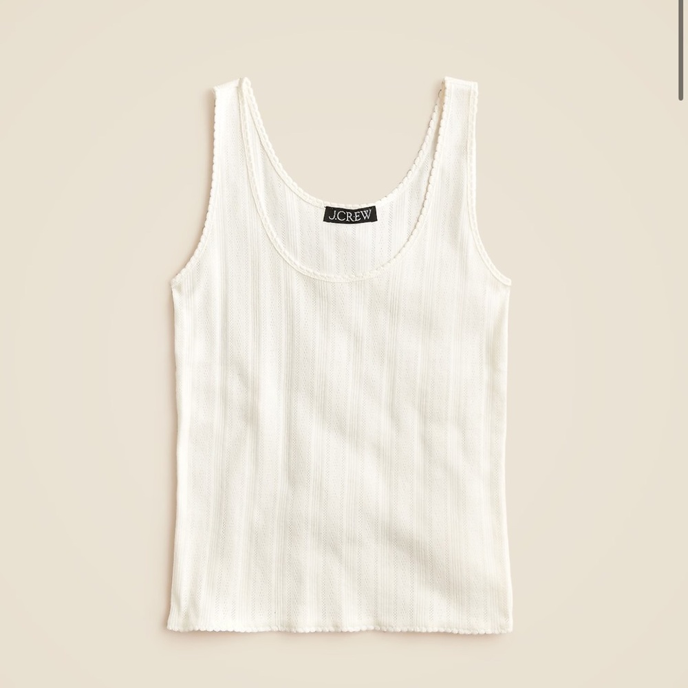 J. Crew Women's Cream Ribbed Tank Top pointelle